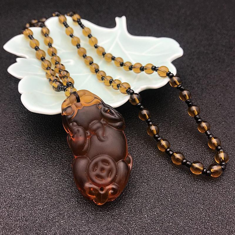 Unisex Chinesische Pixiu Anhänger Halskette Mode Charm Schmuck Geschnitzte Segen Perle Halskette Männer Frauen Glück Schmuck