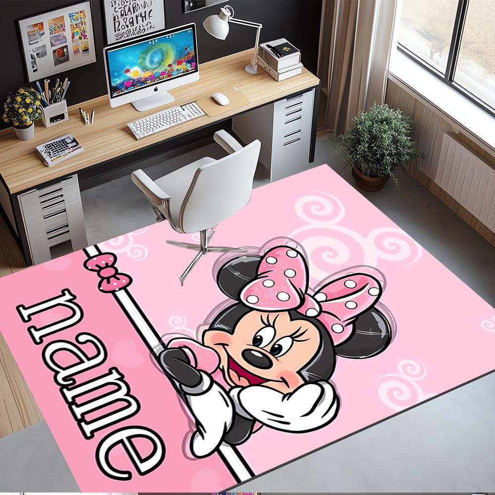 Custom Name Minnie Printed Carpet,Rug for Office Chair Living Room Bedroom Kitchen Room Decor Gifts.