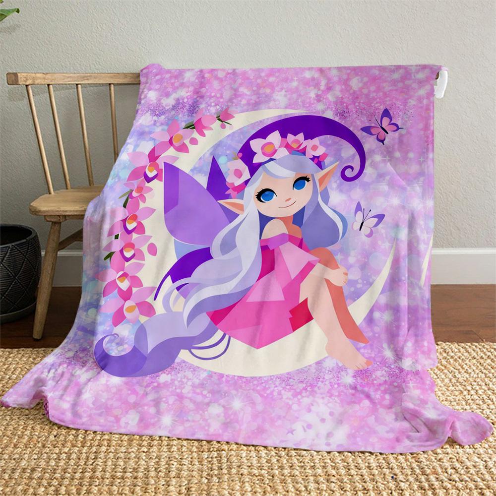 Fairy Moon Outdoor Flannel Blankets, Outdoor Travel, Home Blankets, Fan Gifts,Suitable for All Seasons, Christmas Gifts. R1127179