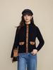 L*P Pure Wool Old Money Style Patchwork Stand Collar Cardigan Sweater Coat