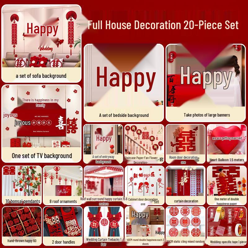 Wedding Ceremony Room Décor Set: Bridal & Groom's Room, Living Room Sofa & Background Wall Decorations