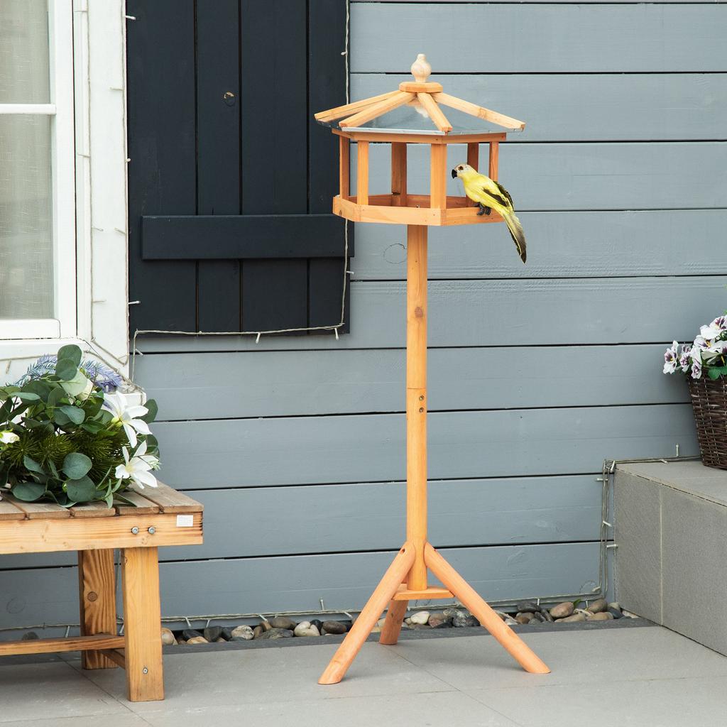 Birdhouse with Stand Weatherproof Bird Feeder House with Weatherproof Zinc Roof Feeder House Made of Wood for Wild Birds 40 X 40 X 113 Cm Yellow
