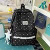 Schoolbag Milk White Polka Dot Backpack ins Niche Middle and High School Elementary School Bag Women's Lace Light Casual Backpack