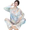 Spring And Summer Dopamine Gradual Change Tie-Dye Fashion Lapel Pajamas Women'S Long-Sleeved Trousers Loungewear Set