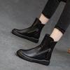 Women Real Leather Flat Sole Ankle Boots Autumn Winter New Soft Sole Non Slip Plush Keep Warm High Top Zippers Cotton Boots