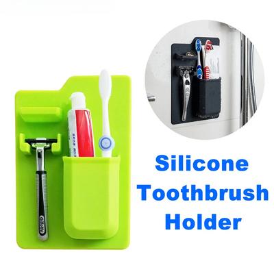 Silicone World Integrated Silicone Toothbrush Holder Toothpaste Storage Rack Shaver Tooth Brush Dispenser Bathroom Organize