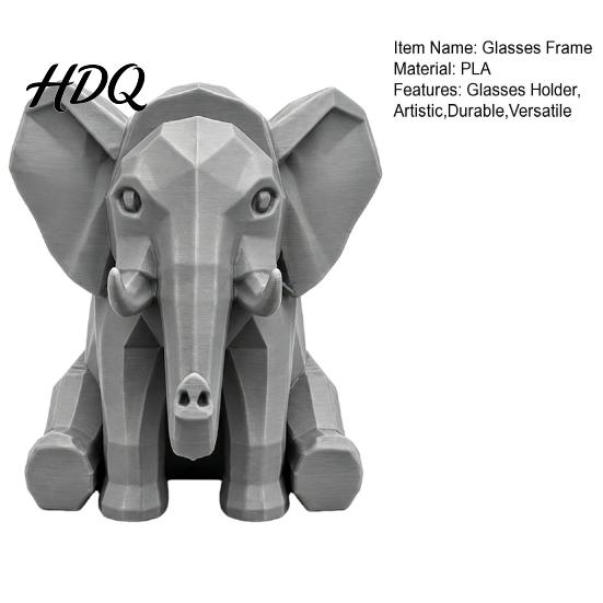 Office Desk Accessories Elephant Shape Glasses Holder 3D Printed Geometric Eyeglass Display Figurine Organizer Decorative Desktop Ornament for Home