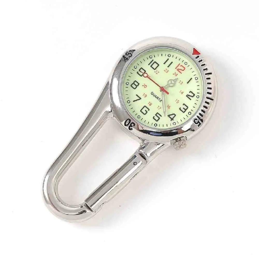 Topmall Carabiner Luminous Watch Silver Climbing Carabiner Military Carabiner Keyring Watch