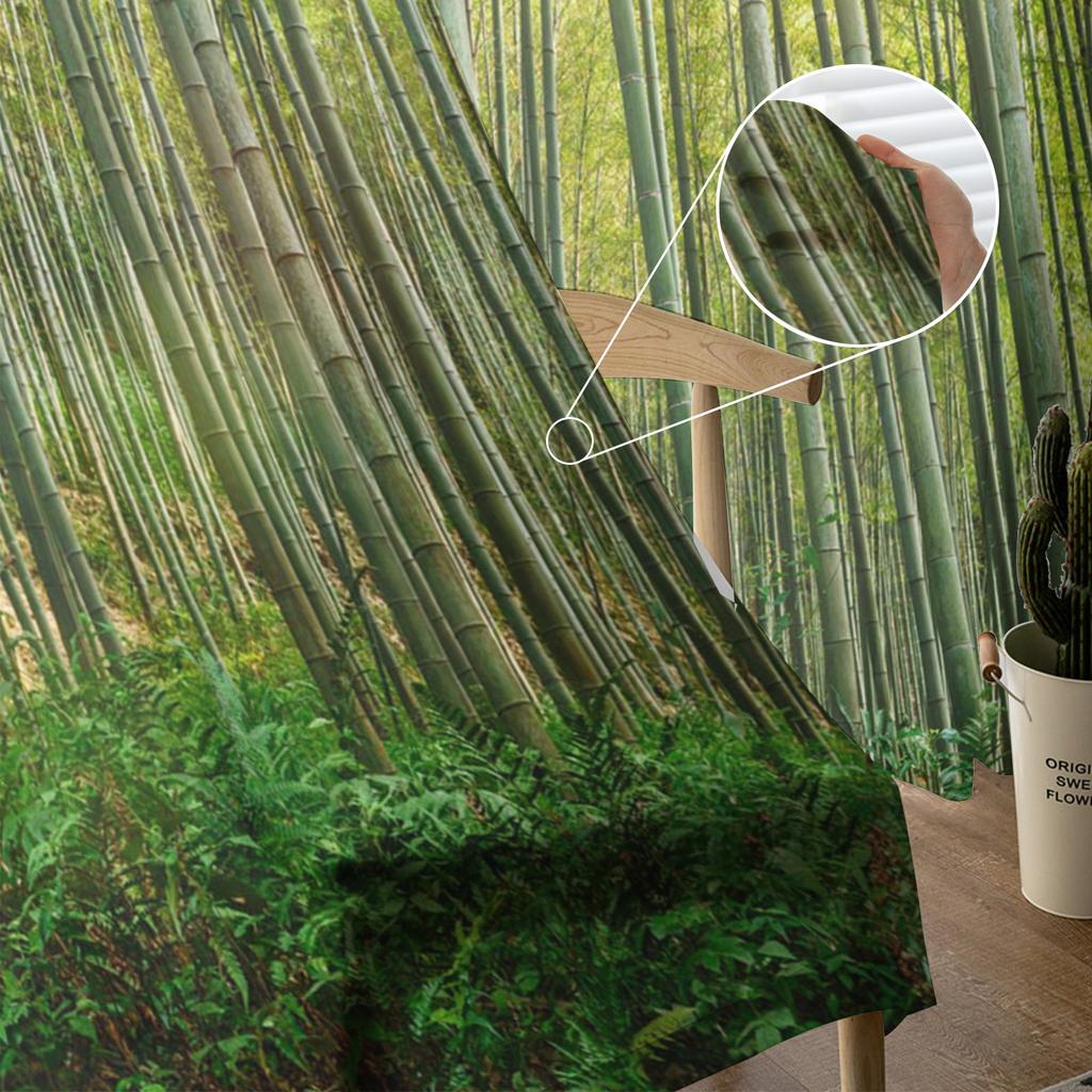 Green Bamboo Forest Sunlight Sheer Curtains for Living Room Decoration Window Curtains for Kitchen Tulle Voile Organza Curtains
