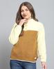 From House of Monte Carlo Womens Self Design Brown Mock Neck Full Sleeve Sweatshirt