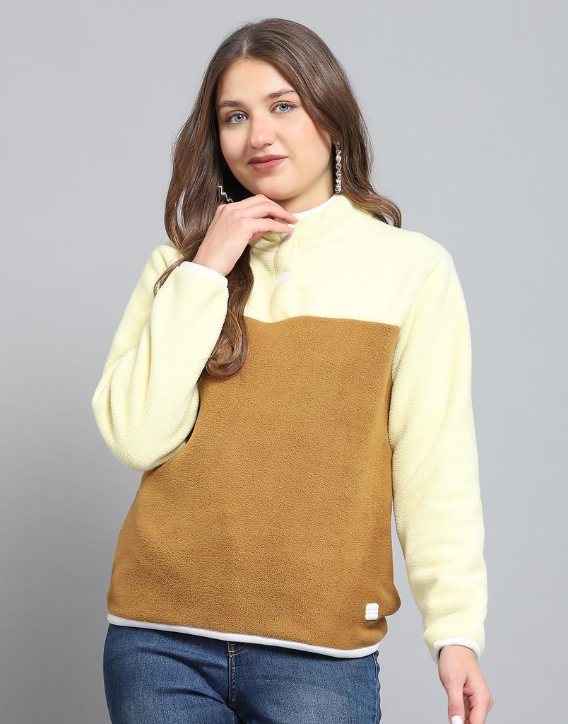 ROCK.IT From House of Monte Carlo Womens Self Design Brown Mock Neck Full Sleeve Sweatshirt