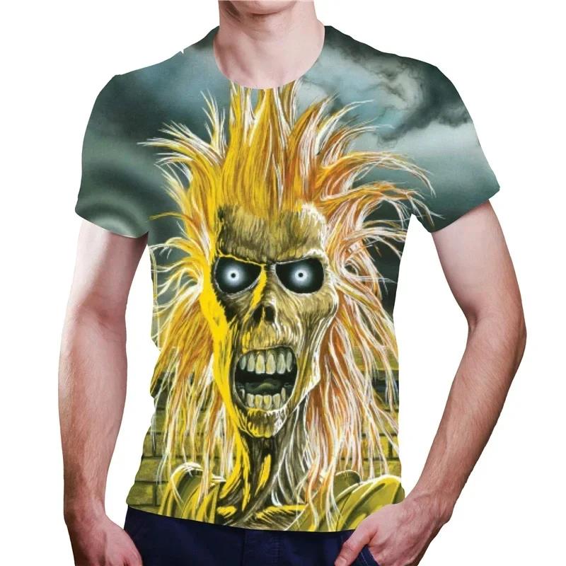 

Летний топ с круглым вырезом и 3D-принтом скелета, модная повседневная мужская футболка с коротким рукавом 5XL