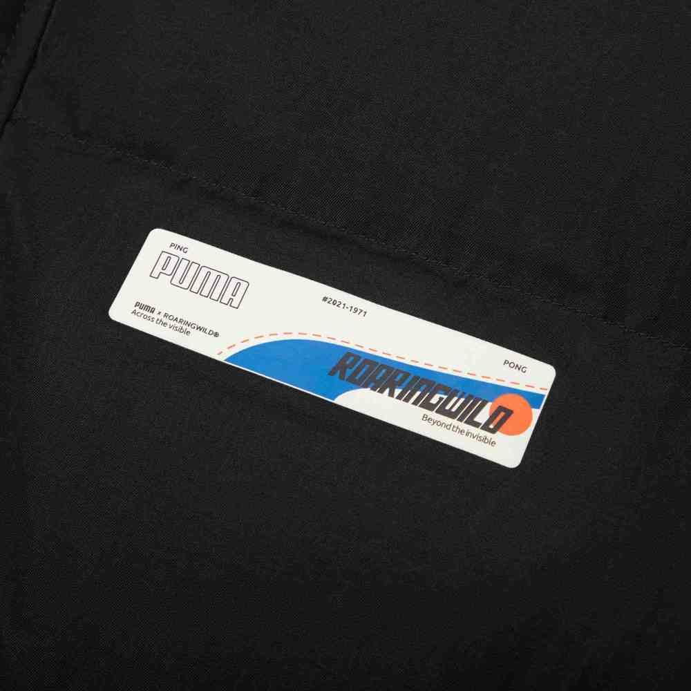 PUMA Roaringwild X Series Long Down Coat With Contrast Pocket Logo Print And Warm Hood Men Outerwear Black 532588-01