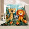Cartoon Animal Park Printed Blanket Warm and Soft for Home Travel Blanket Sofa Bedding Camping Picnic Car Office Cover Blanket