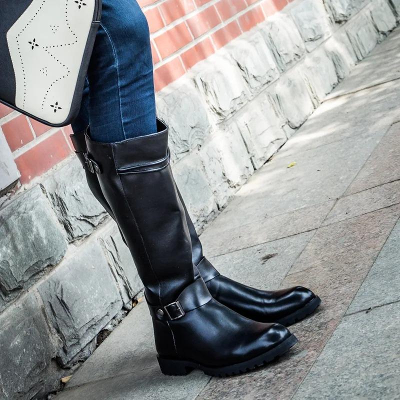 Men's Boots High Quality Leather Knee High Boot Fashion Motorcycle Boots Classic Stage Cosplay Boot Men's Casual Long Tube Boots