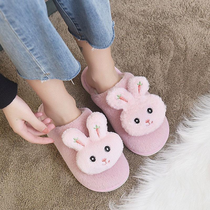 

Мультяшные тапочки без застежек на мягкой подошве с закрытым носком, теплые домашние плюшевые удобные туфли 38-39 розовый