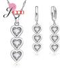 Top Quality Heart Jewelry Set CZ Crystal Silver Sparkling Necklace Earrings Jewelry Sets For Women Wedding