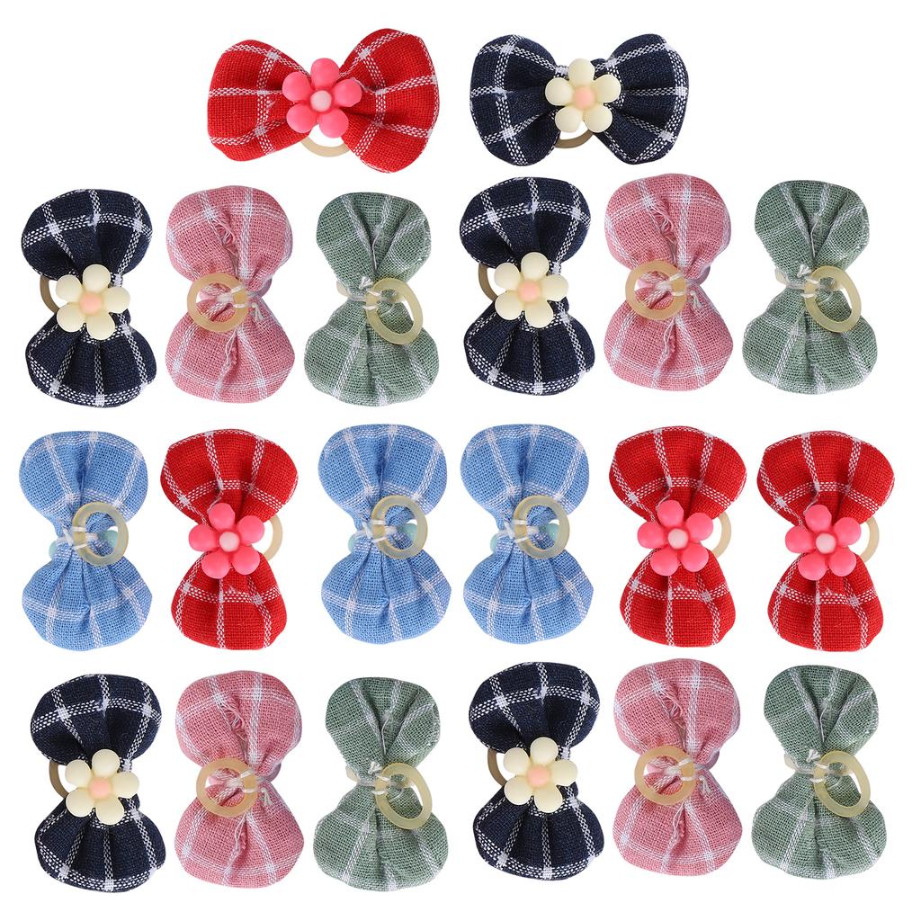 20PCS Polyester Pet Bowknot Elastic Cord Headwear Decoration Accessory for Cats Dogs