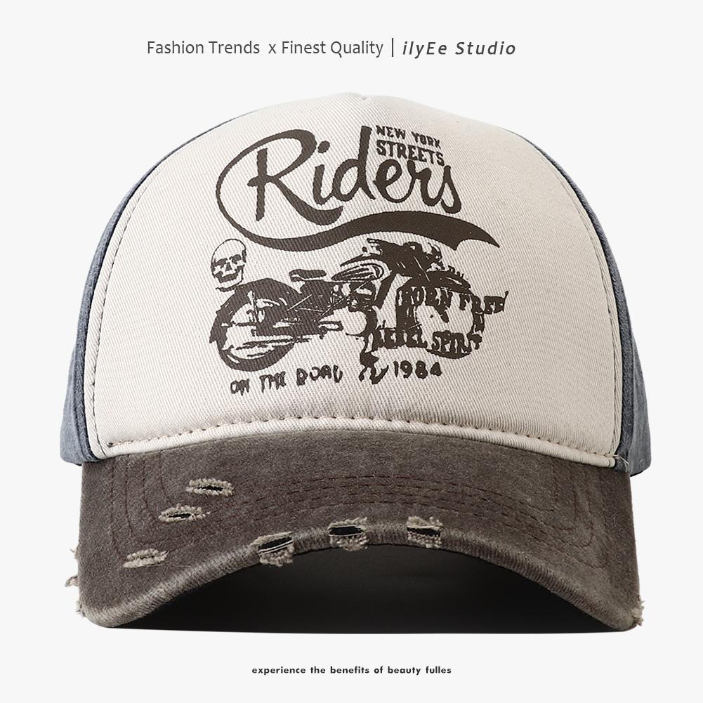 

New Washed Cotton Baseball Cap For Women Men Adjustable Snapback Hats Motorcycle Print Hip Hop Dad Hat Men S Summer Cap Adjustable