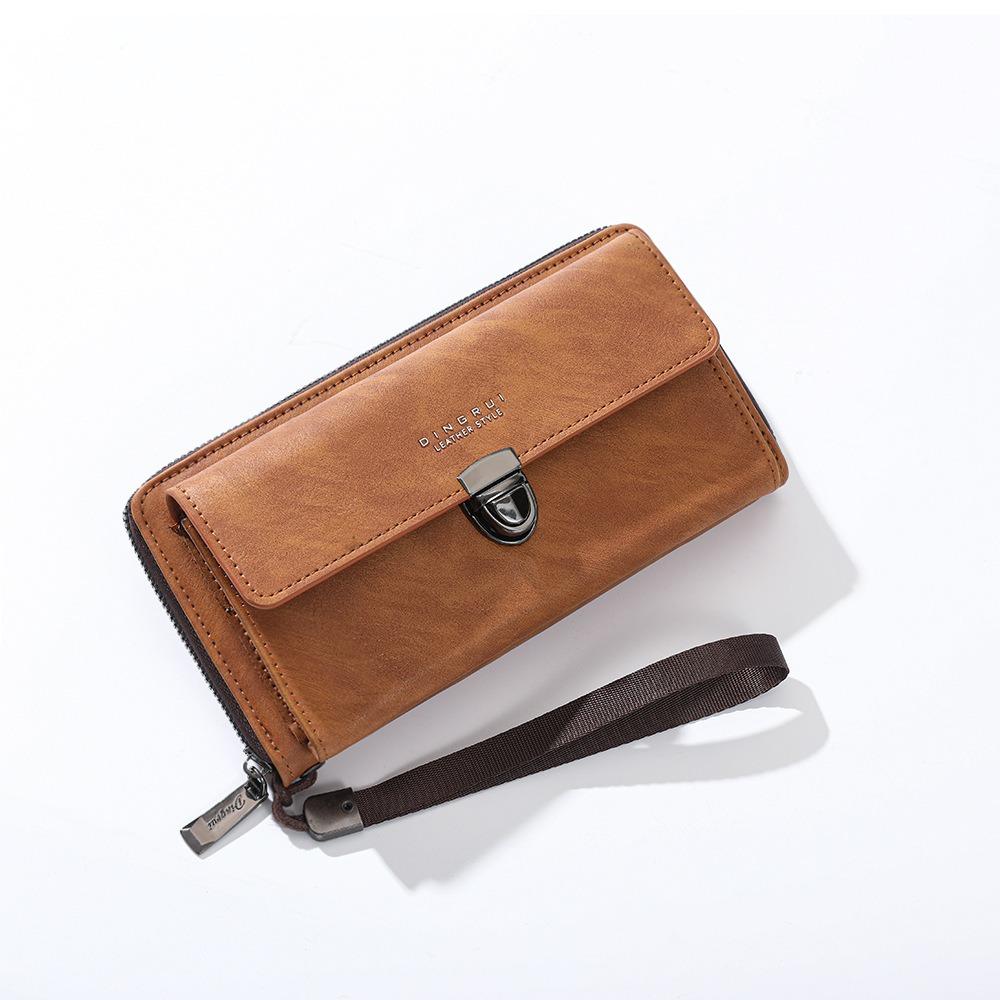 

New Style PU Leather Men s Wallet Zipper Multi-card Slots ID Card Holder High Capacity Causal Purses Business Use коричневый