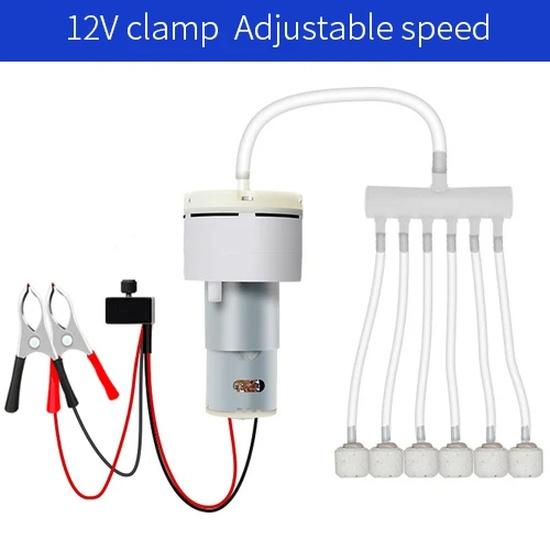 Mini Air Pump DC 12V Oxygen Pump Electric Mini Motor Aquarium Pomps Adjustable Speed Fishing Aquarium Car Aerator Breeding 1m