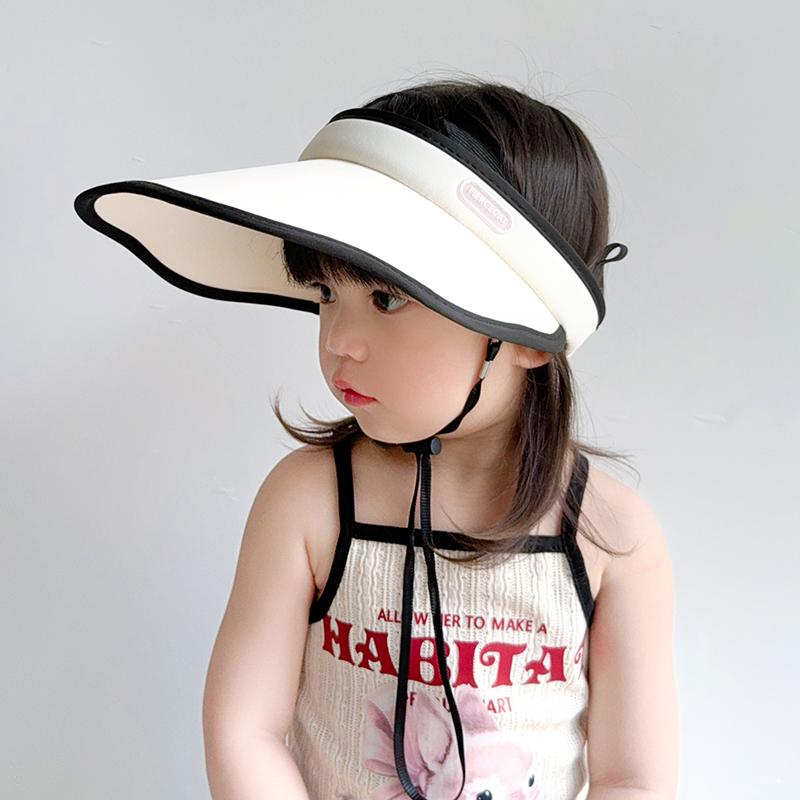 

Кружевная шляпа от солнца для детей из ледяного шелка, летняя новая шляпа от солнца с защитой от УФ-лучей, шляпа с большими полями и открытым верхом для девочек Children (48-52cm) бежевый