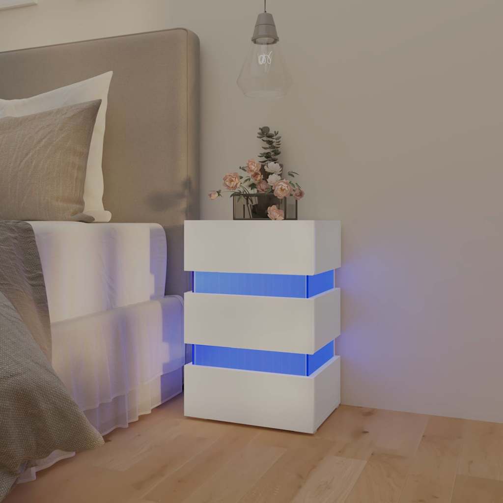 LED Nightstand White 45 x 35 x 67 cm Particleboard
