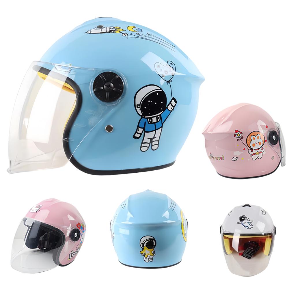 Casco Cartone Animato Carino Aperto Casco Bici Elettrica Bambino Casco Quattro Stagioni Cartone Animato Casco Bici Elettrica per Bambini Giovani Scola