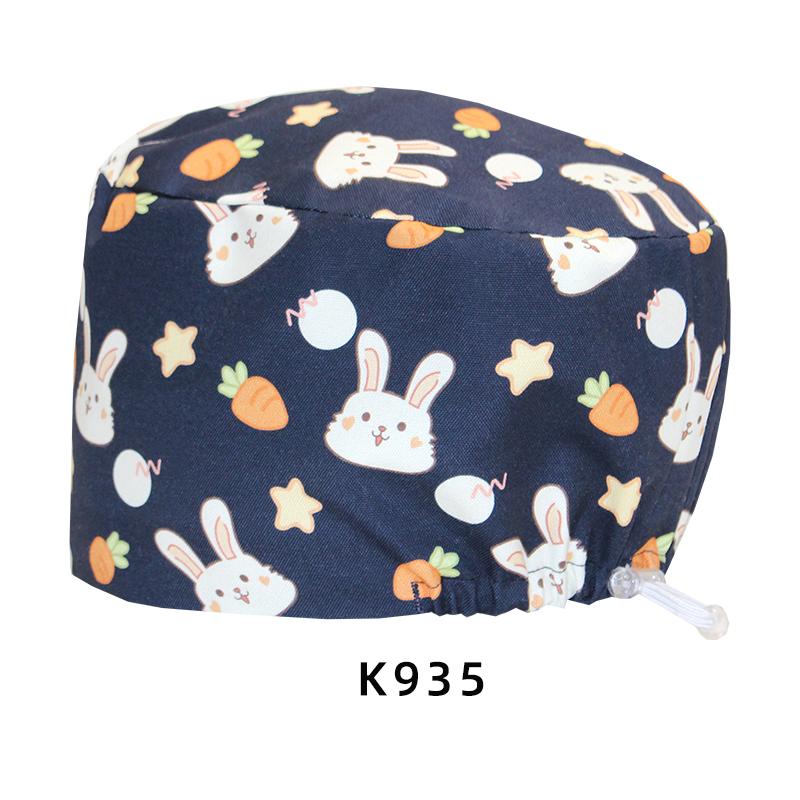 Cartoon Printed Nursing Caps Men Women Medical Hats Adjustable Long Hair Pet Dental Clinic Doctors Scrub Hat