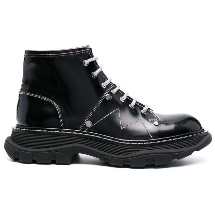 Alexander McQueen Tread Lace up Boots 'Black White' Women's 718366WIC6D1081