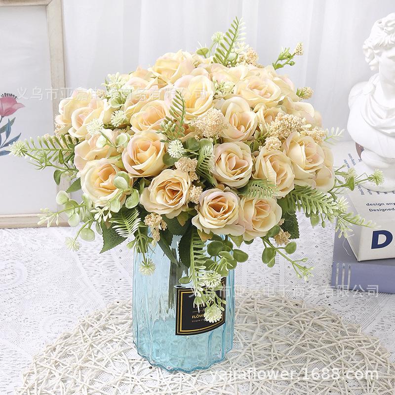 Rose Artificial Flowers Bouquet 7Heads Fake Flowers for Home Room Decor Garden Wedding Decoration Party Table DIY Vase Ornaments