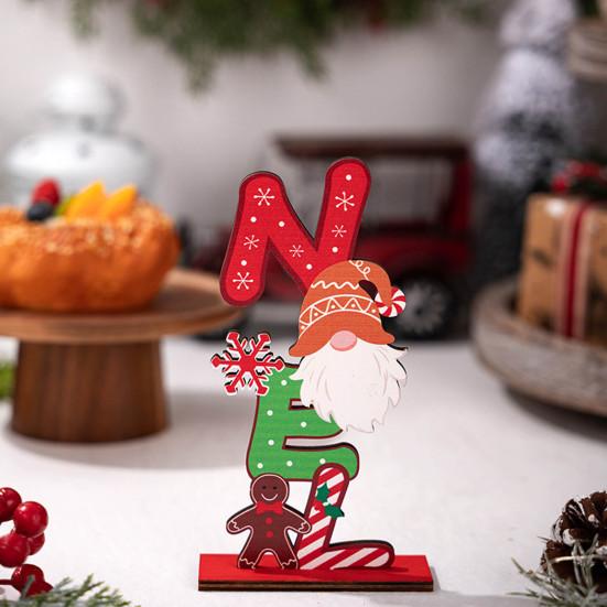 Wooden Christmas Ornament Desktop Faceless Gnome Gingerbread Man Decoration Xmas