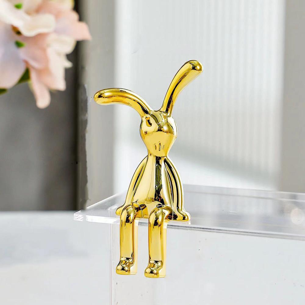 Luxury Trendy 3D Figurine, Adhesive Electroplated Long,eared , Cute Product, Plus A Violent Bear Figurine.