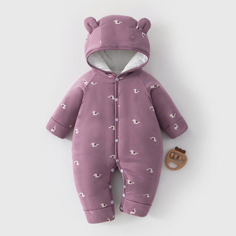 

Warm Hooded Winter Baby Bodysuit with Hand & Foot Covers 73cm (One Size Larger)