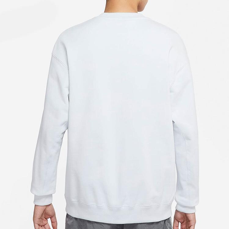 Nike French Terry Swoosh Embroidered Crew Neck Sweatshirt Men Tops Platinum DB9408-043