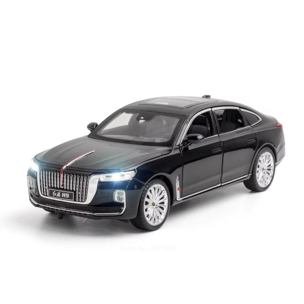 1:24 Hong Qi H9 Cars Toys Miniature Models Alloy Diecast 6 Doors Opened Pull Back Parade Vehicles for Adult Collectible Gifts