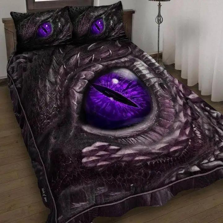 Yellow Eye of Black Dragon Duvet Cover Set Fantasy Dragon Large Monster Gothic Bedding Sets Dragon Eyes Comforter Cover 2/3PCS