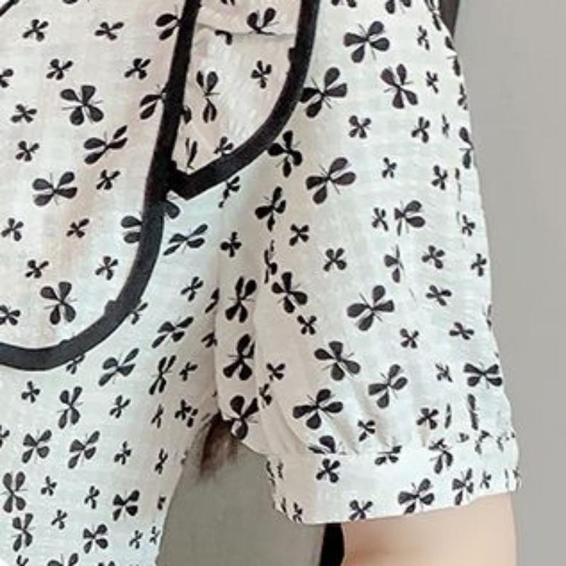 WTEMPO Brand Small Floral Shirts with Matching Doll Collar Summer Ladies' Tops Fashionable and Versatile Lapel Short-sleeved Shirts