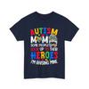 Autism Mom T Shirt, Raising Hero Autism Awareness Messy Bun Woman Shirt