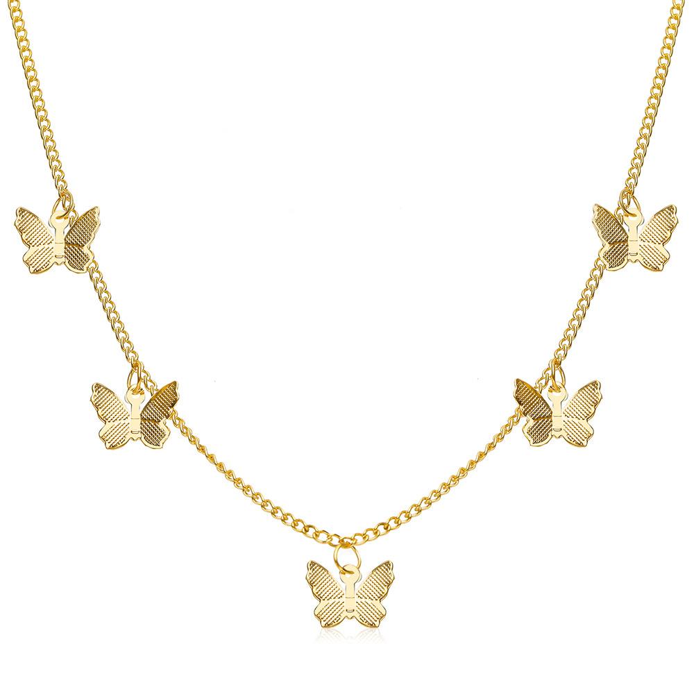C046 Trendy Versatile Personality Tassel Geometric Collarbone Chain Butterfly Simple Elegant Single Layer Necklace