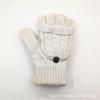 Wool Gloves Men'S And Women'S Snowflake Flip Dual-Purpose Thermal Half-Finger Gloves Deer Knitted Split-Finger Gloves