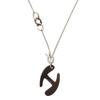 Used AUTHENTIC HERMES Chaîne De H Necklace Silver/Brown Metal/Buffalo Horn