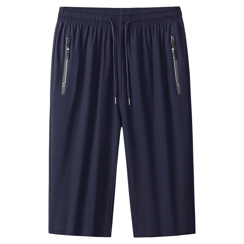 Men's M-8XL Quick-Dry Ice Silk Elastic Shorts - Loose Fit Running Sports Pants