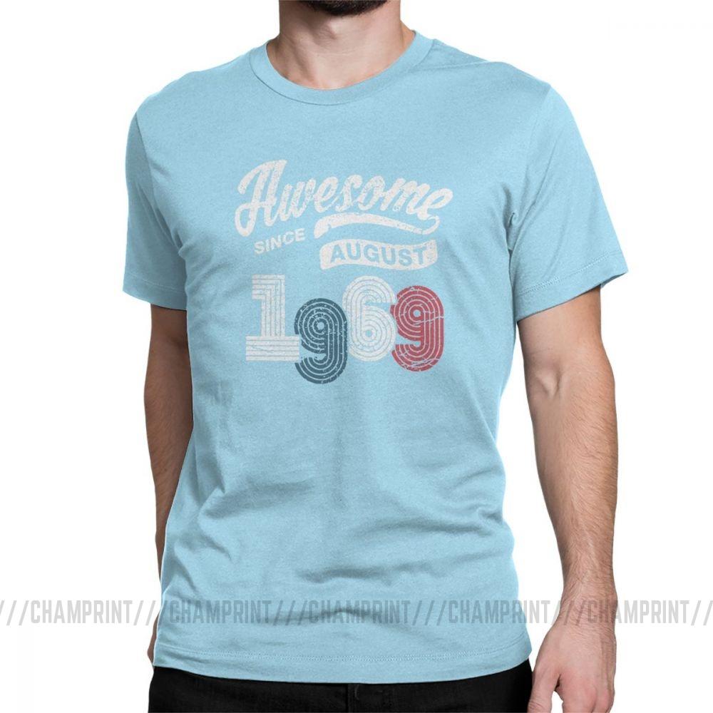Awesome Since August 1969 T Shirt Vintage 50 Years Old 50Th Birthday Present Men S Cotton