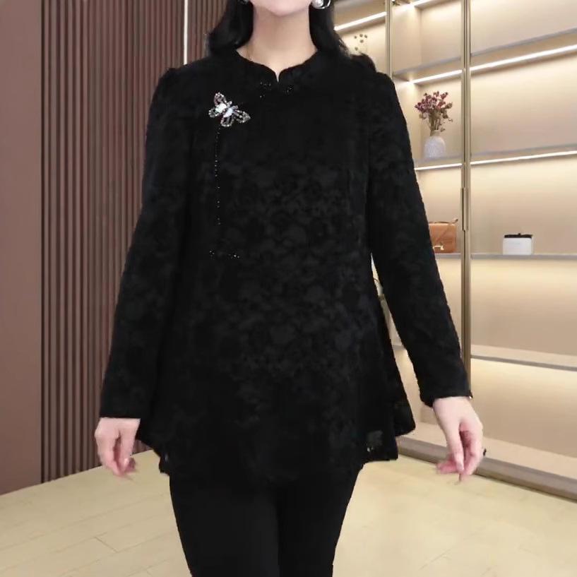

Spring/Summer 2025 Plus Size Lace Butterfly Blouse for Women 5XL (200-220 jin)