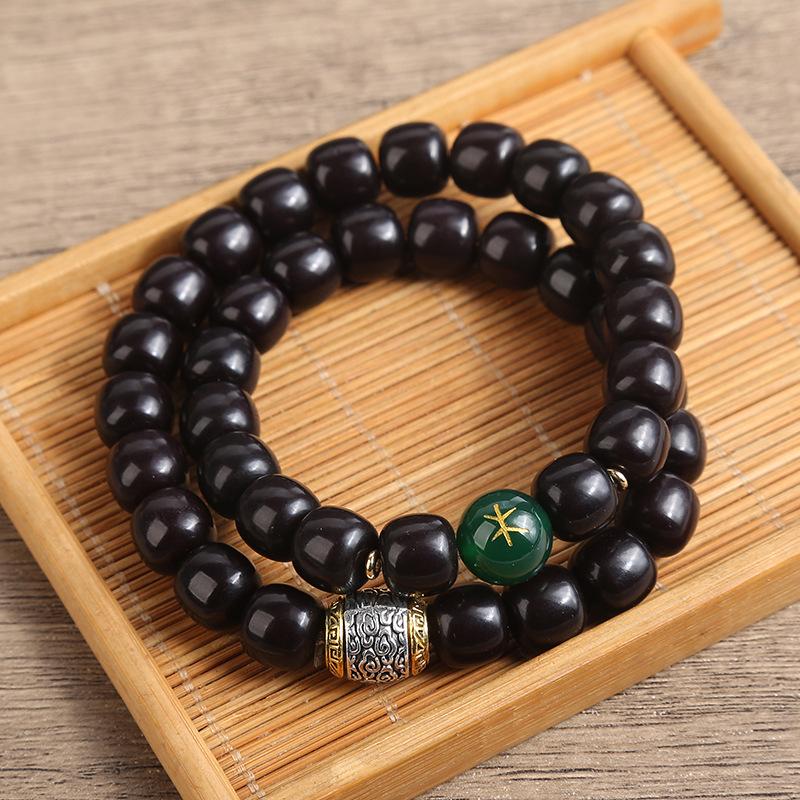 Natural Bodhi Five Elements Buddha Bead Bracelet - Unisex Lucky Wenwan Gift