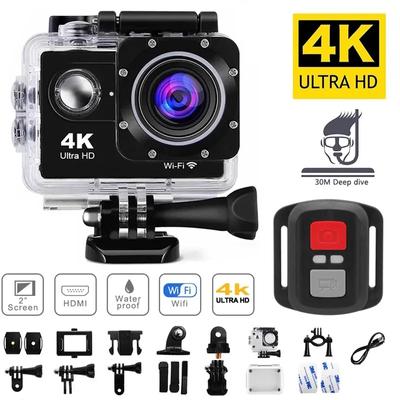 Action Camera Ultra HD 4K/30fps WiFi 2.0-inch 170D Underwater Waterproof Helmet Video Recording Cycling Skiing Cameras Sport Cam