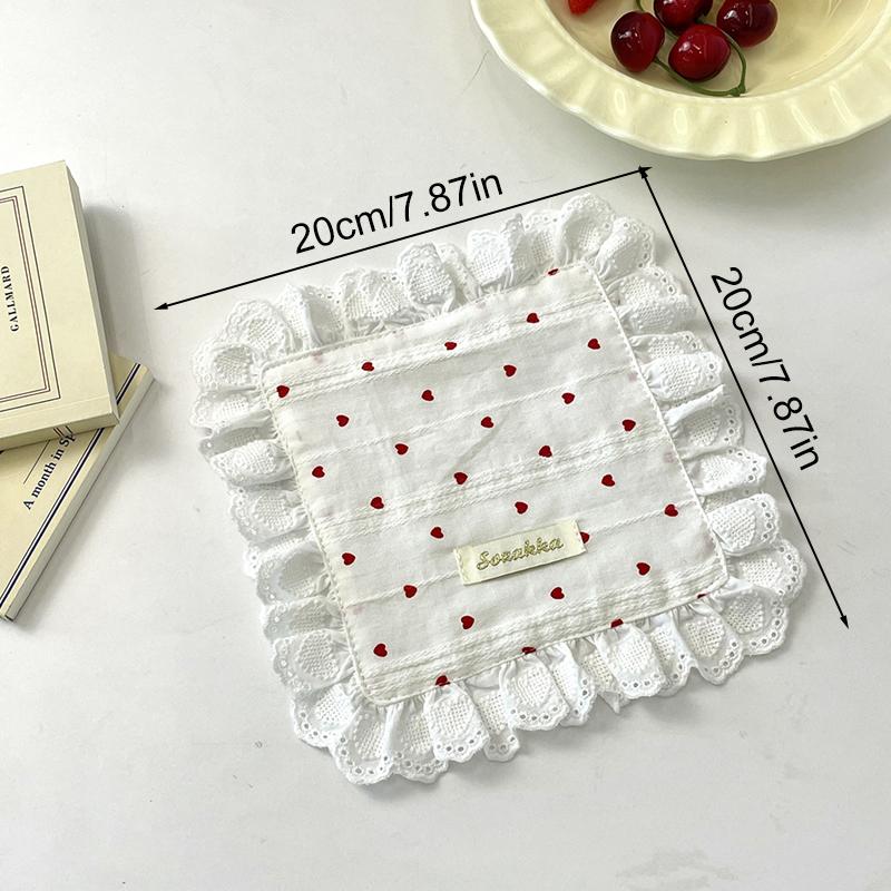 1Pc Placemat Rural Style Love Pattern Fresh Sweet Fabric Art Photography Props Coaster Originality Lace Trimmings Home Decor