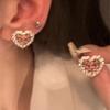Explosive Sweetheart~ Pink Love Full of Diamonds Exquisite Earrings Women's Niche Design Girls' Stud Earrings Temperament Trend