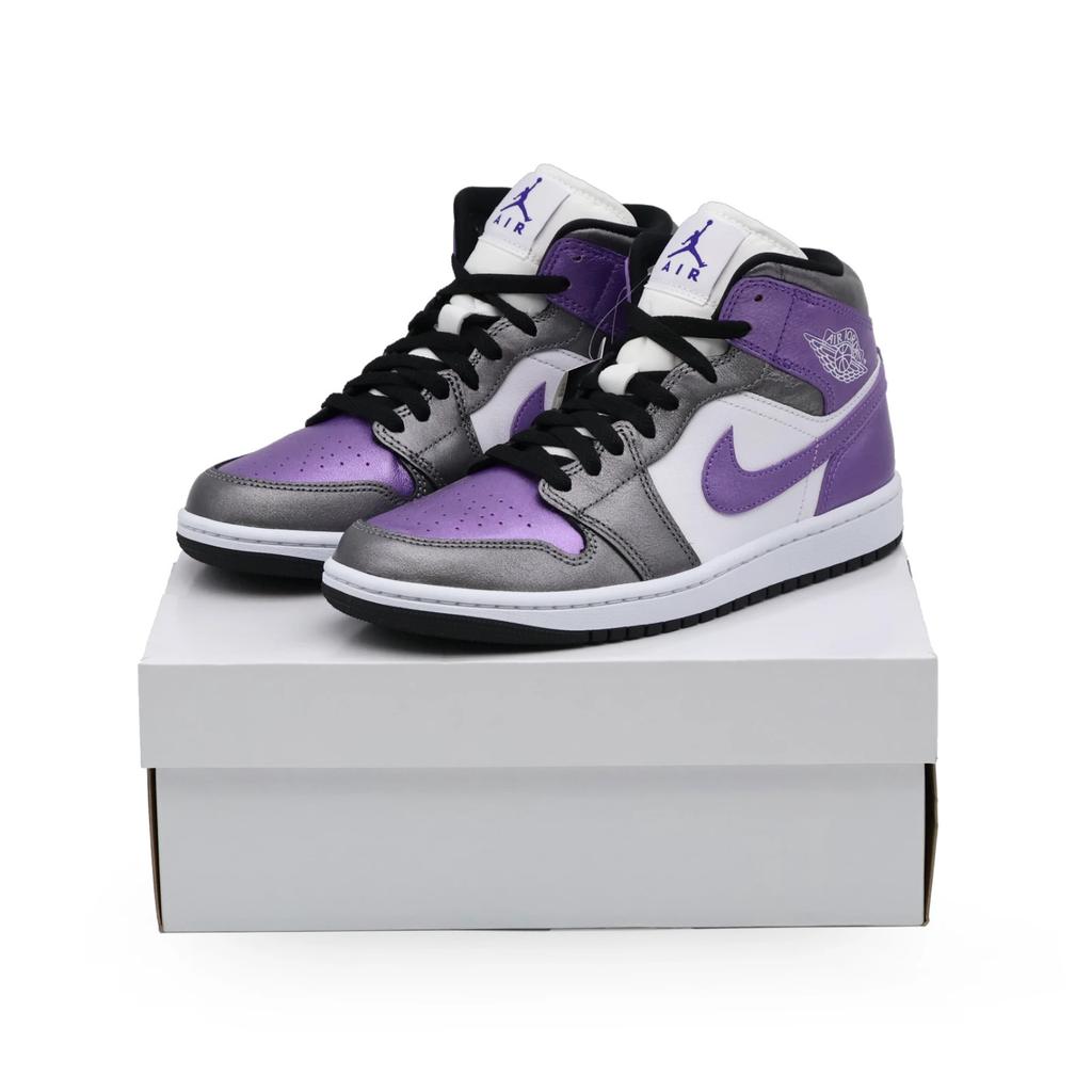 HJ5911-105 Nike Women's Air Jordan 1 Mid Metallic Purple (Women's)
